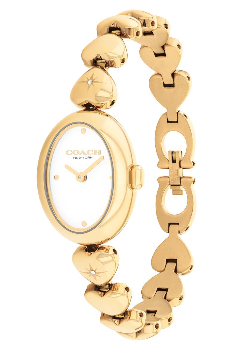 Heart Bracelet Watch, 22mm, Alternate, color, GOLD/ WHITE
