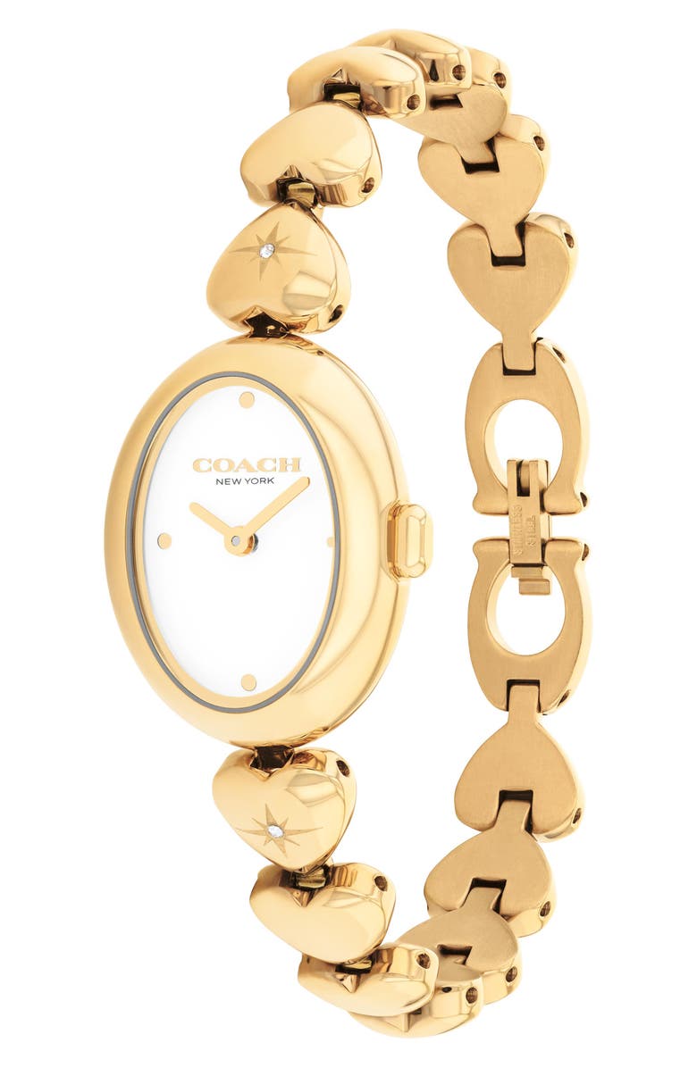 COACH Heart Bracelet Watch, 22mm, Alternate, color, Gold/ White