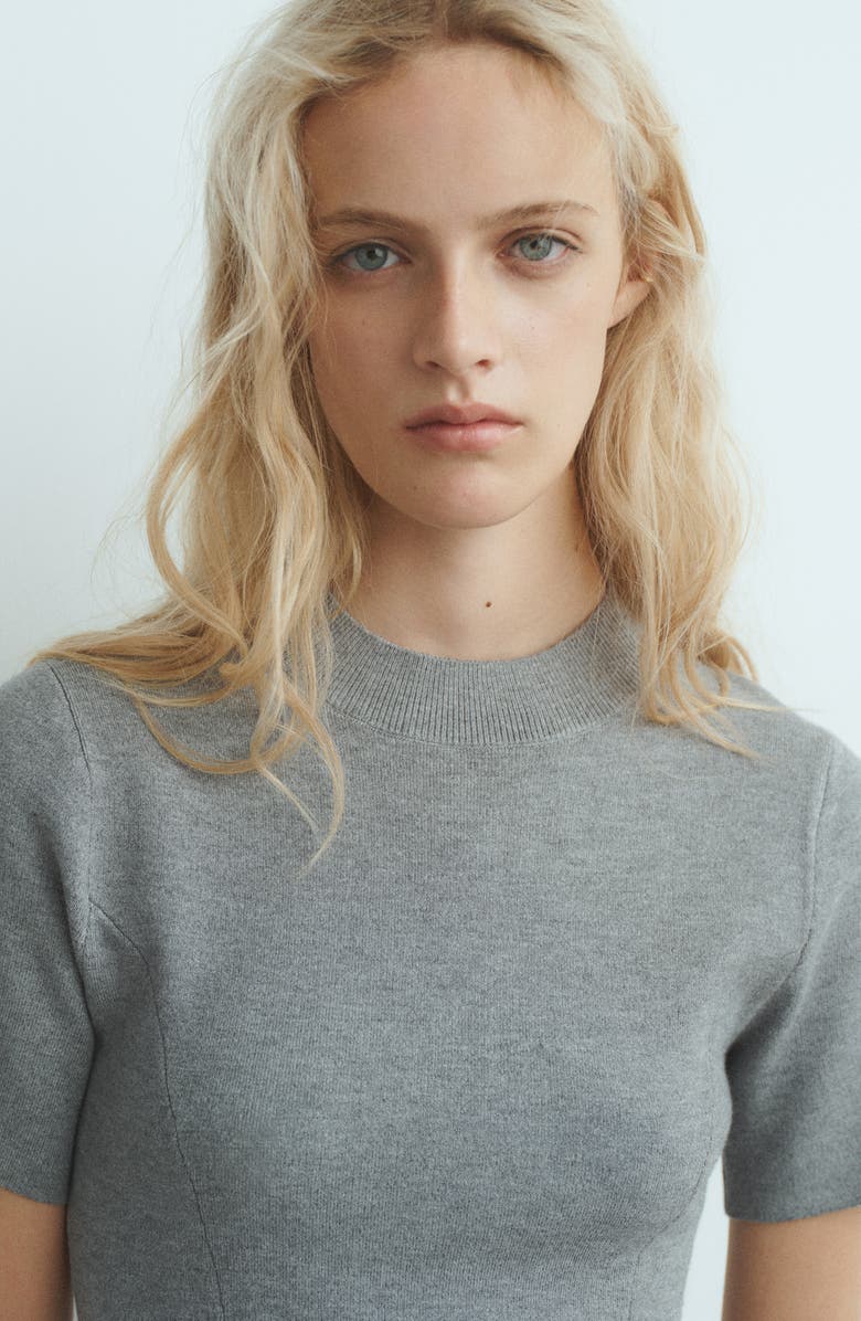 MANGO Domino Seamed Minidress, Alternate, color, Medium Heather Grey