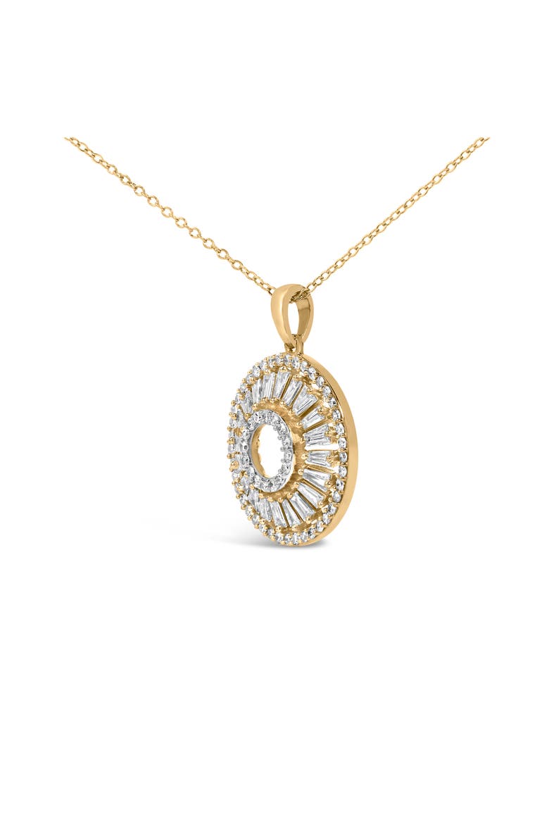 14K Yellow Gold Plated Sterling Silver 1 1/6 Cttw Diamond Sunburst Medallion Pendant Necklace, Alternate, color, Yellow Gold over Silver