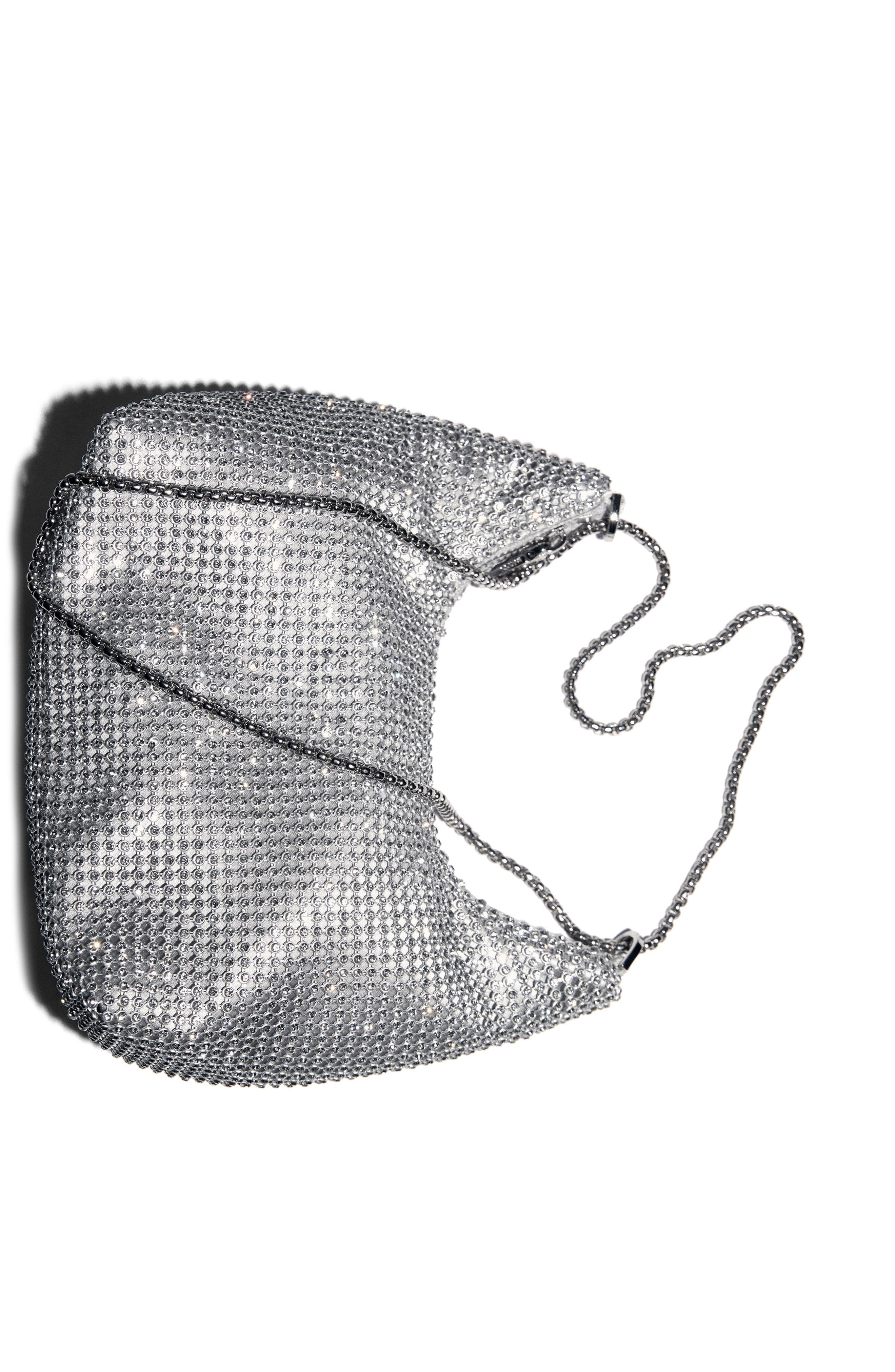 MANGO Crystal Mesh Chain Strap Shoulder Bag, Alternate, color, 