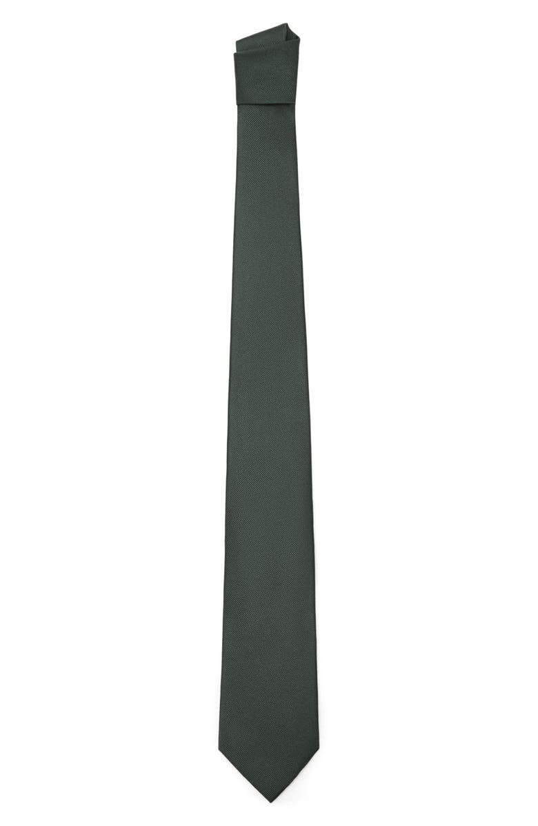 MANGO Solid Silk Blend Twill Tie, Alternate, color, Green