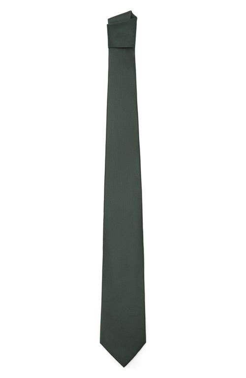 Mango Solid Silk Blend Twill Tie In Green