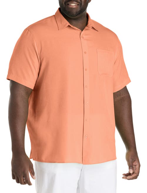 Harbor Bay By Dxl Microfiber Comfort Grid Sport Shirt In Orange