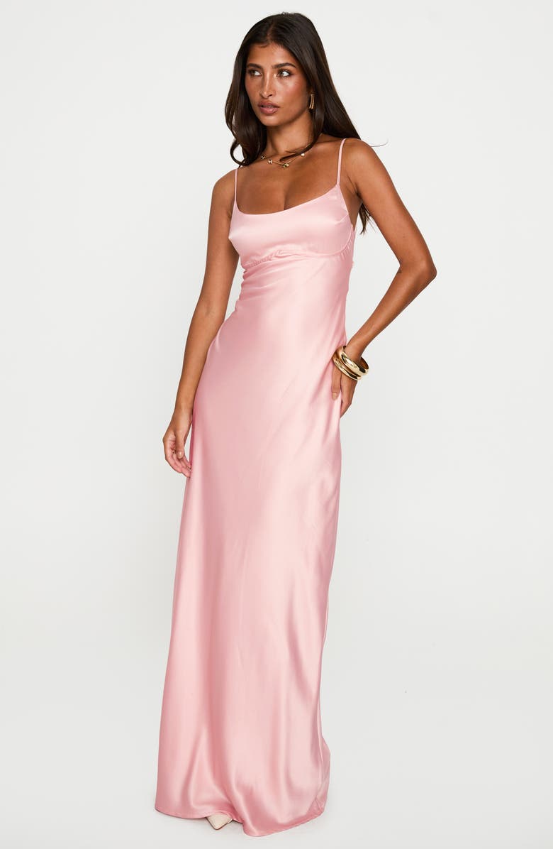 Princess Polly Ravia Satin Maxi Slipdress, Alternate, color, Pink