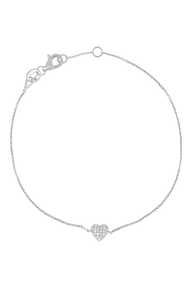 Diamond Heart Chain Bracelet, Main, color, 18K WHITE GOLD