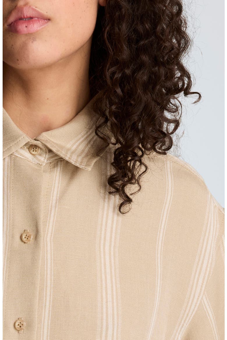 Stripe Button-Up Boyfriend Shirt, Alternate, color, TLESSTAUP/ WHT