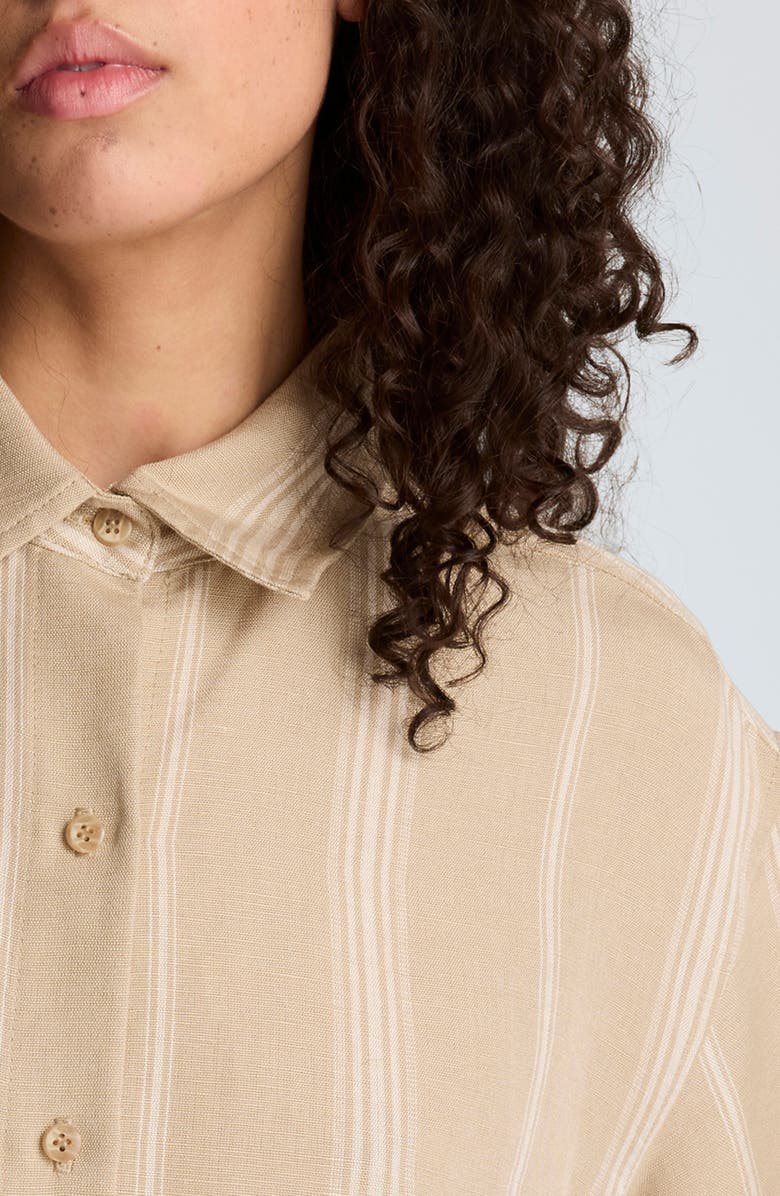 Kenneth Cole Stripe Button-Up Boyfriend Shirt, Alternate, color, Tlesstaup/ Wht