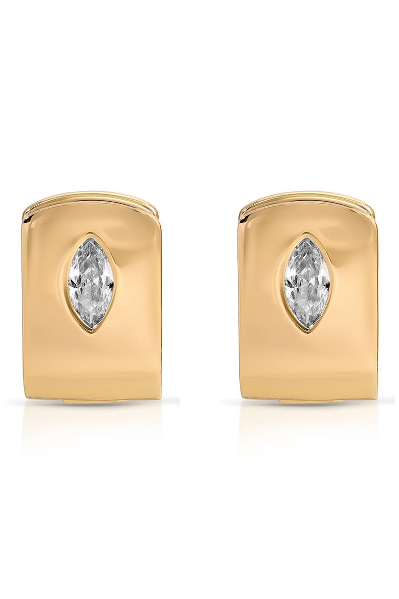 Marquise Stone Huggie Earrings, Alternate, color, GOLD