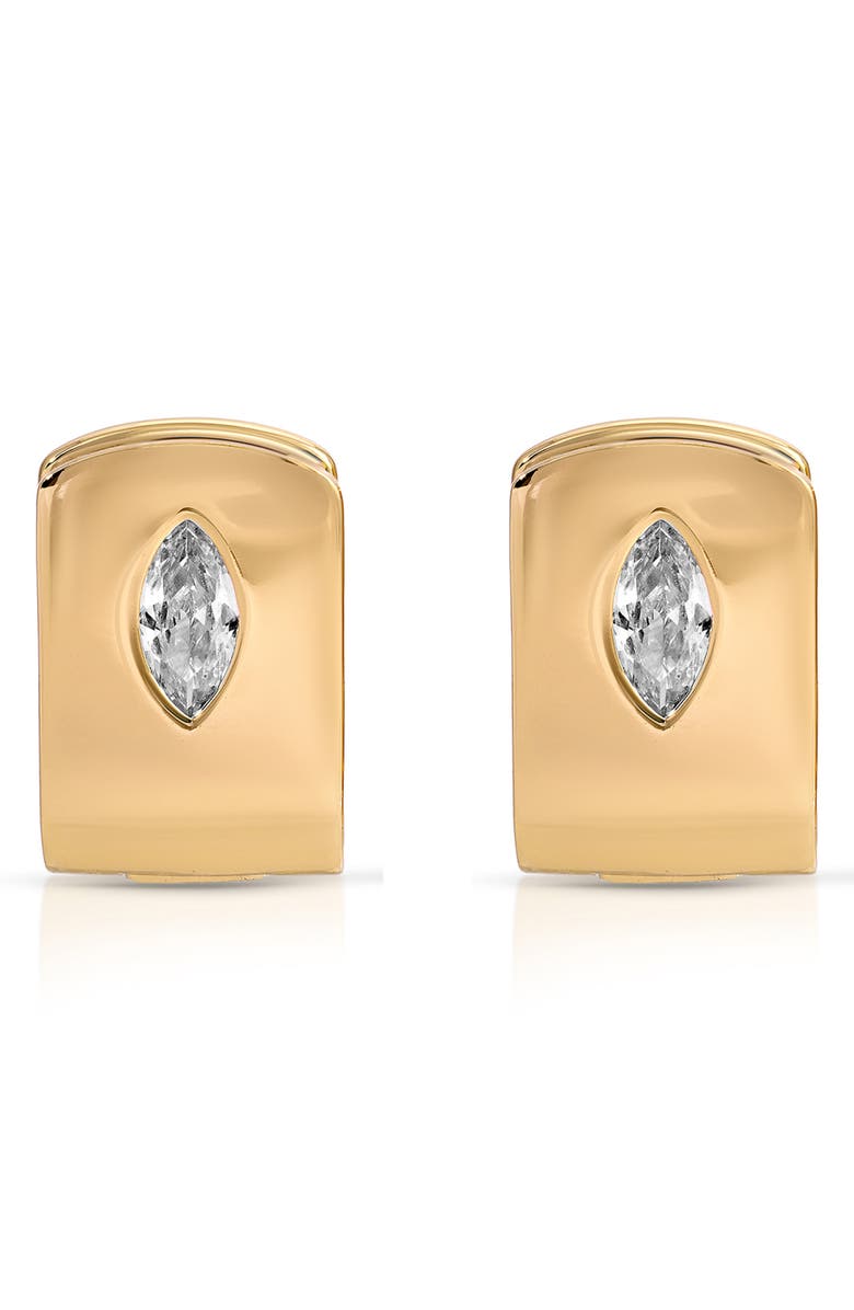 Ettika Marquise Stone Huggie Earrings, Alternate, color, Gold