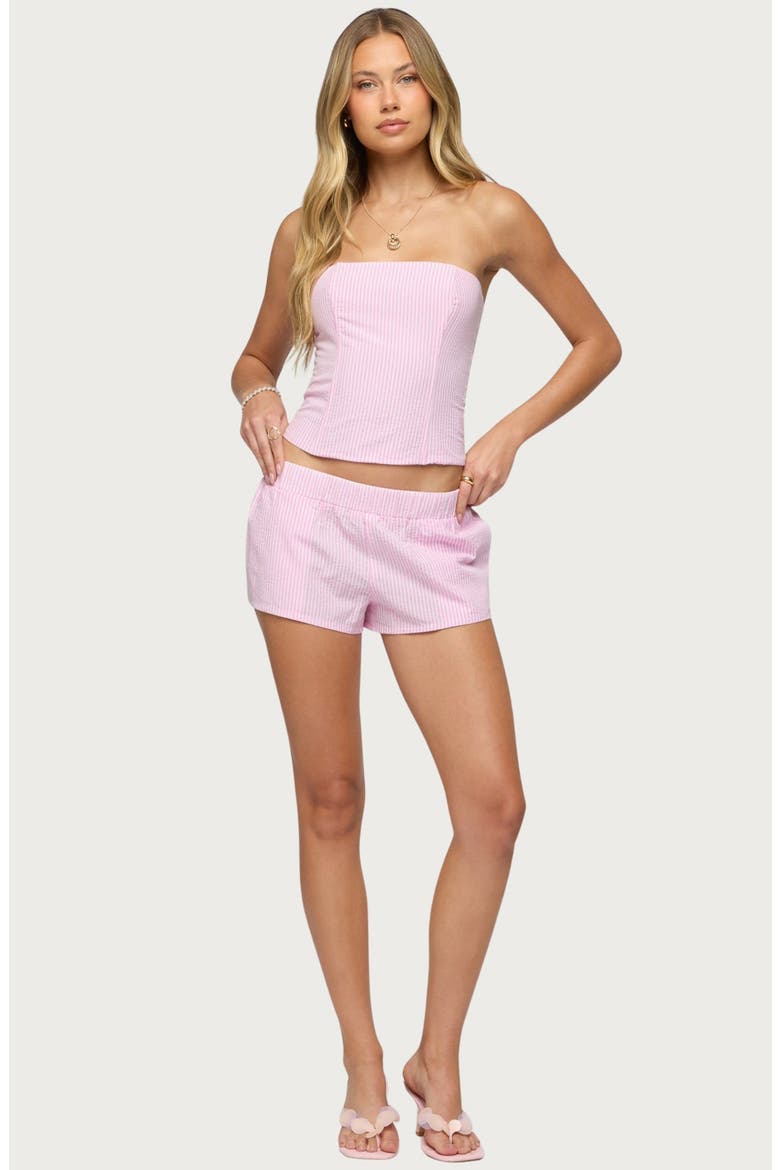 Amaliah Stripe Strapless Corset Top, Alternate, color, PINK