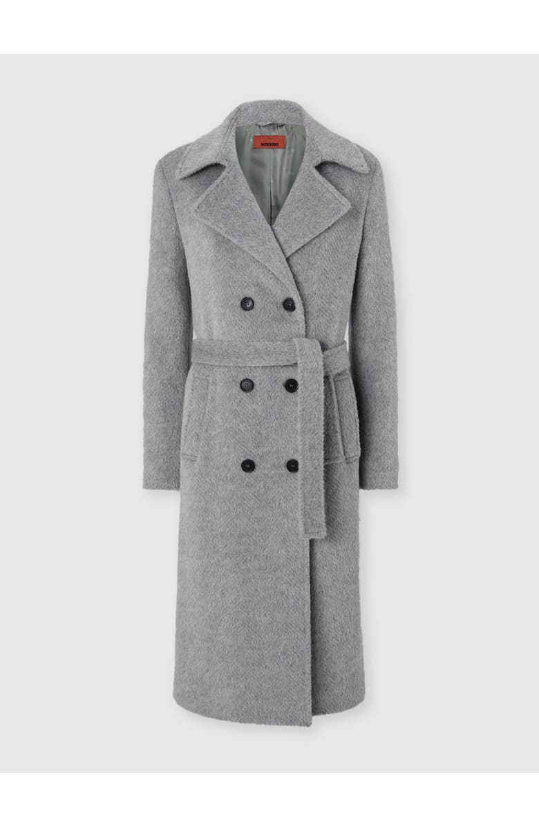 Missoni Double-breasted Trench Coat With Tone-on-tone Chevron Pattern, Main, color, Grey