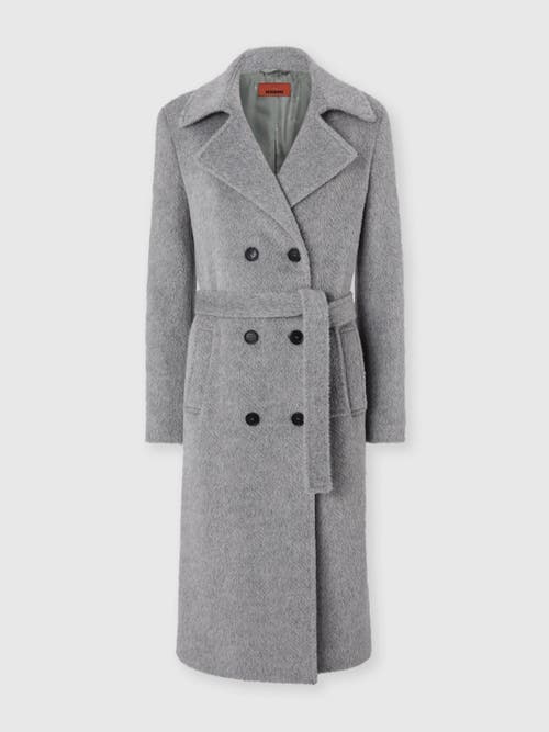 Missoni Double-breasted Trench Coat With Tone-on-tone Chevron Pattern In Gray