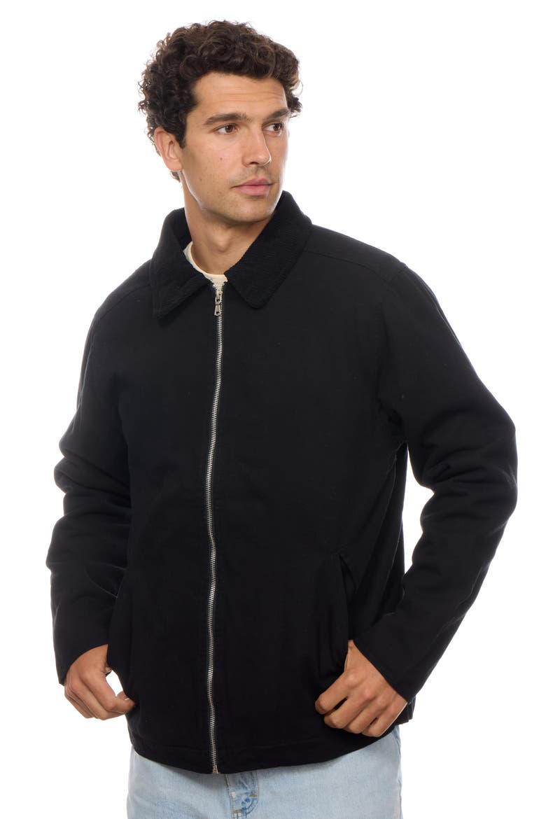 Corduroy Collar Cotton Twill Jacket, Alternate, color, BLACK