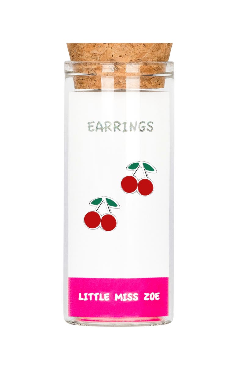 Little Miss Zoe Cherry Stud Earrings, Main, color, Red