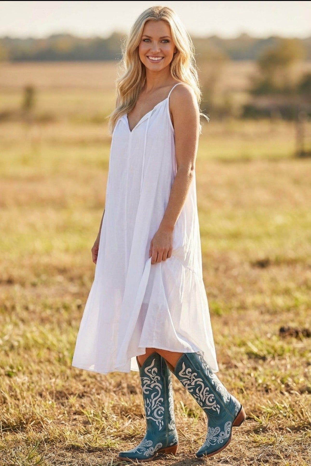 Malibu Beach Women's Premium Western Leather Boots Calypso, Alternate, color, Blue