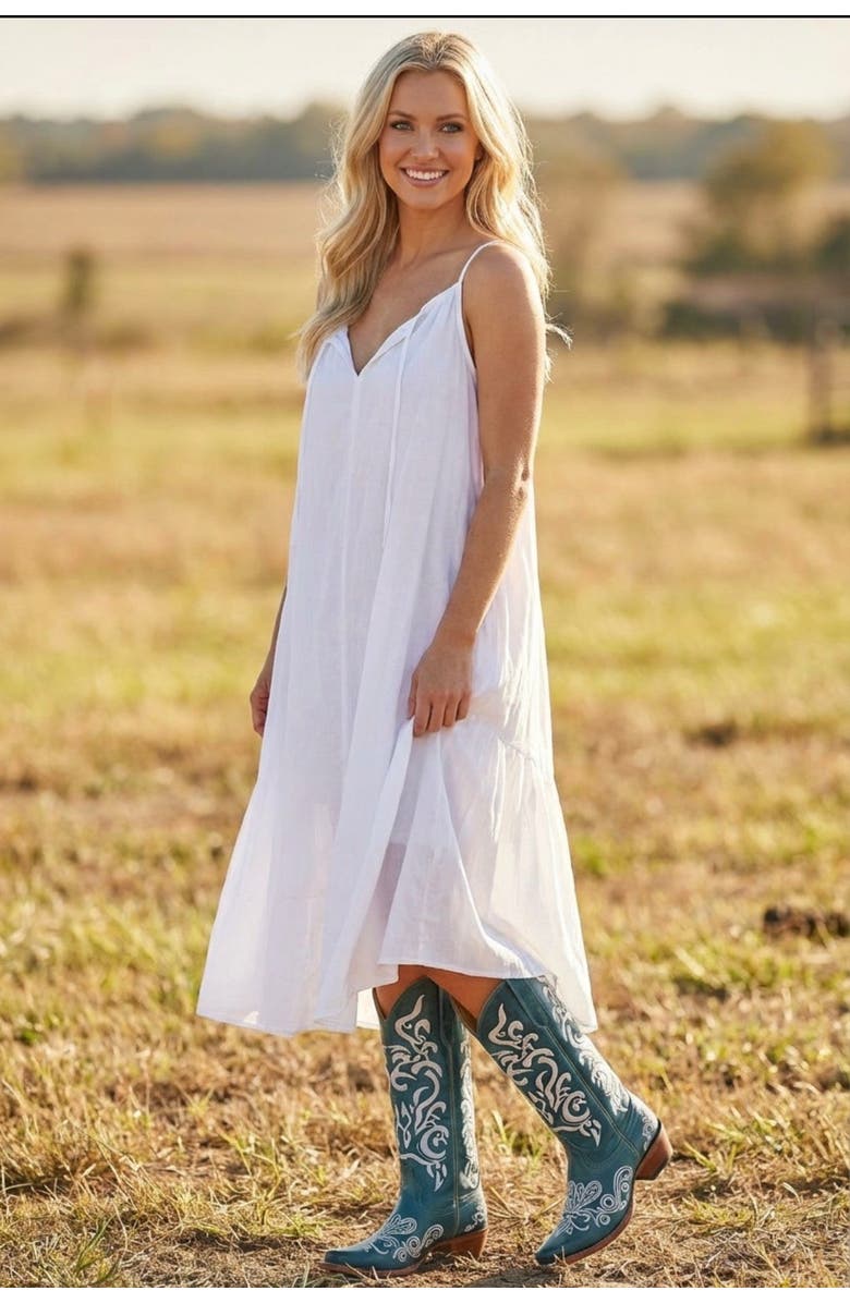 Malibu Beach Women's Premium Western Leather Boots Calypso, Alternate, color, Blue