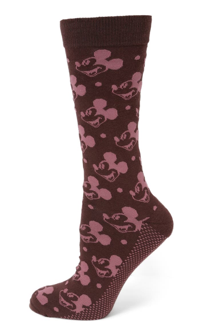 Mickey Mouse Polka Dot Socks & Lapel Pin Gift Set, Alternate, color, BROWN MULTI