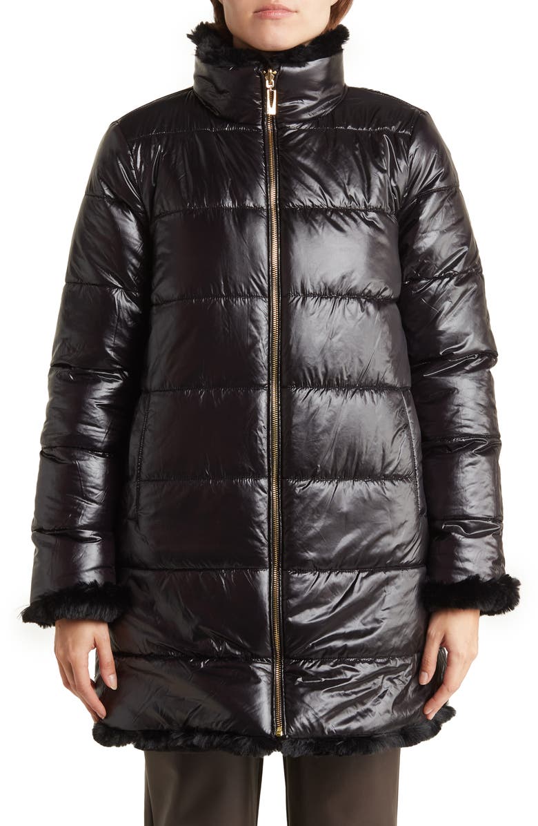 Via Spiga Reversible Faux Fur Puffer Jacket, Alternate, color,