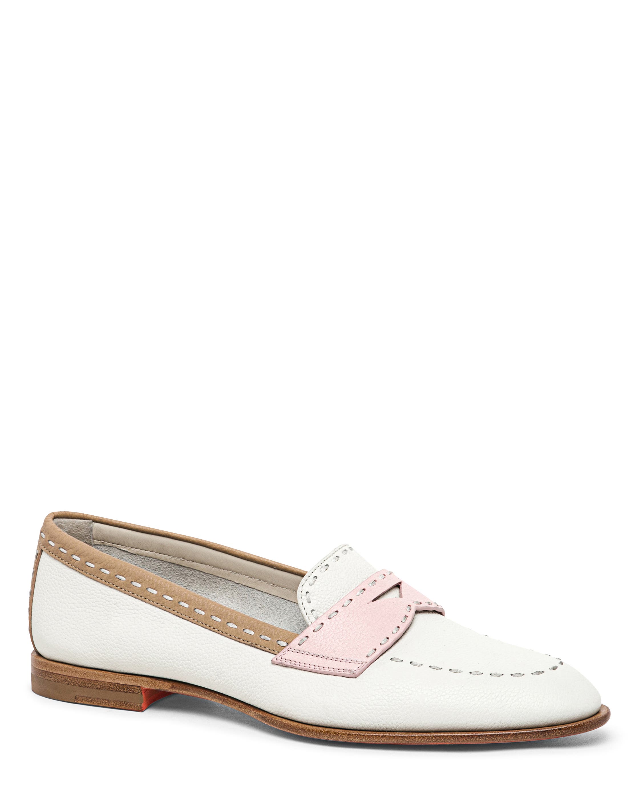 Santoni Leather Penny Loafer, Alternate, color, White