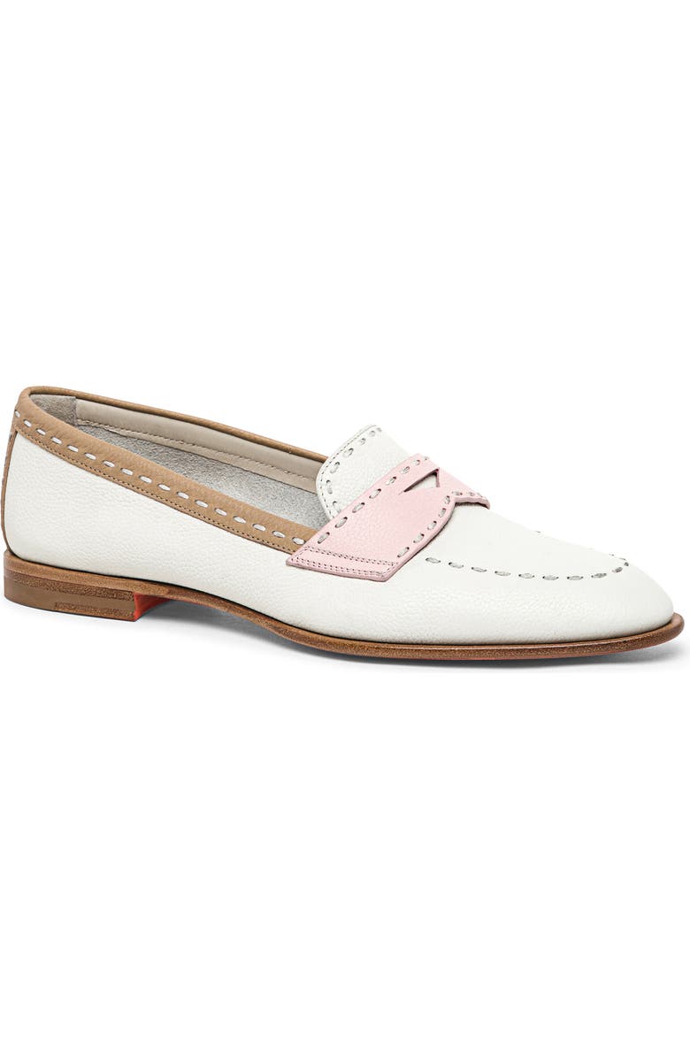Santoni Leather Penny Loafer, Alternate, color, White