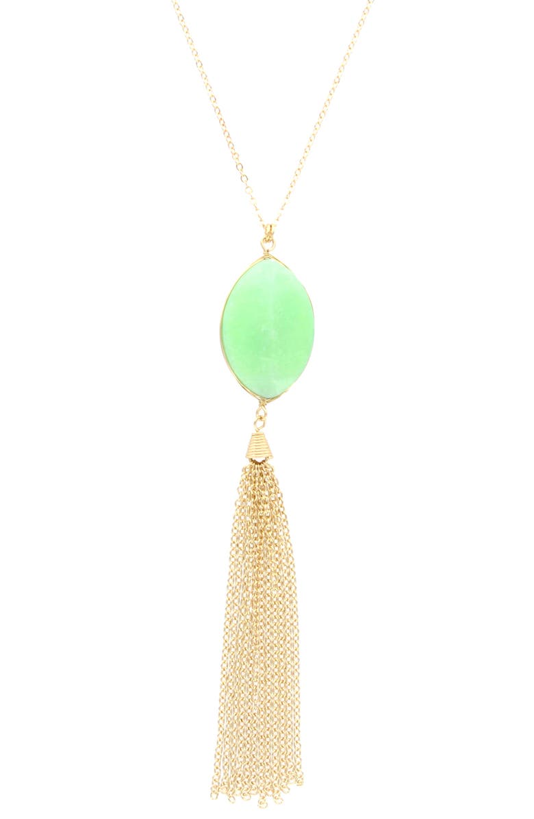 OLIVIA WELLES Maya Tassel Pendant Necklace, Main, color, Gold / Blue