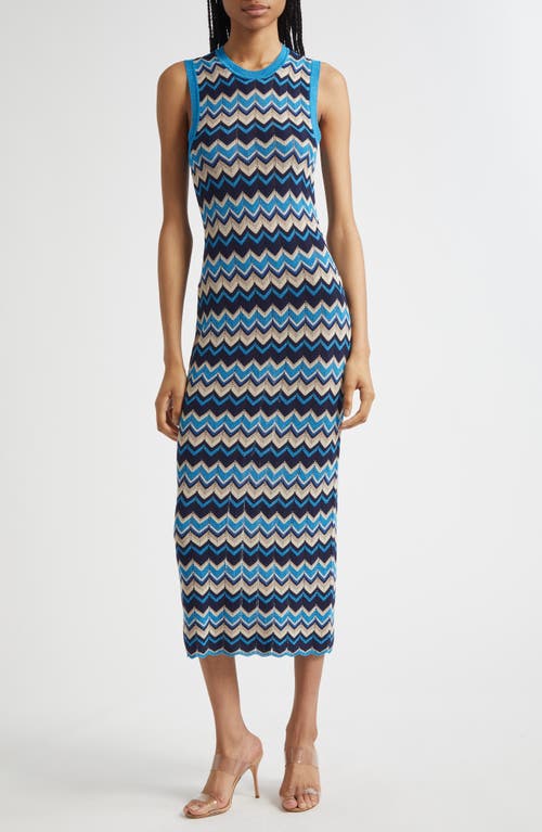 Shop Ramy Brook Declan Metallic Chevron Stripe Cotton Blend Sweater Dress