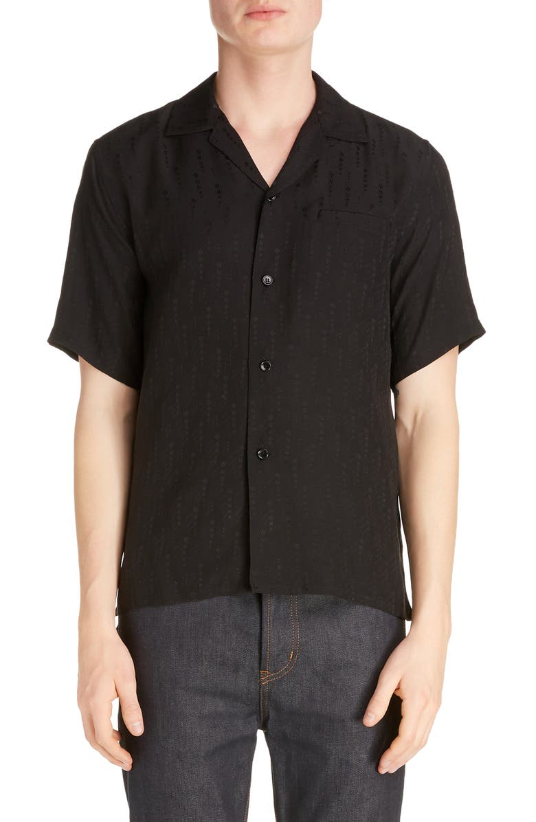 Saint Laurent Silk Button-Up Camp Shirt, Main, color, 