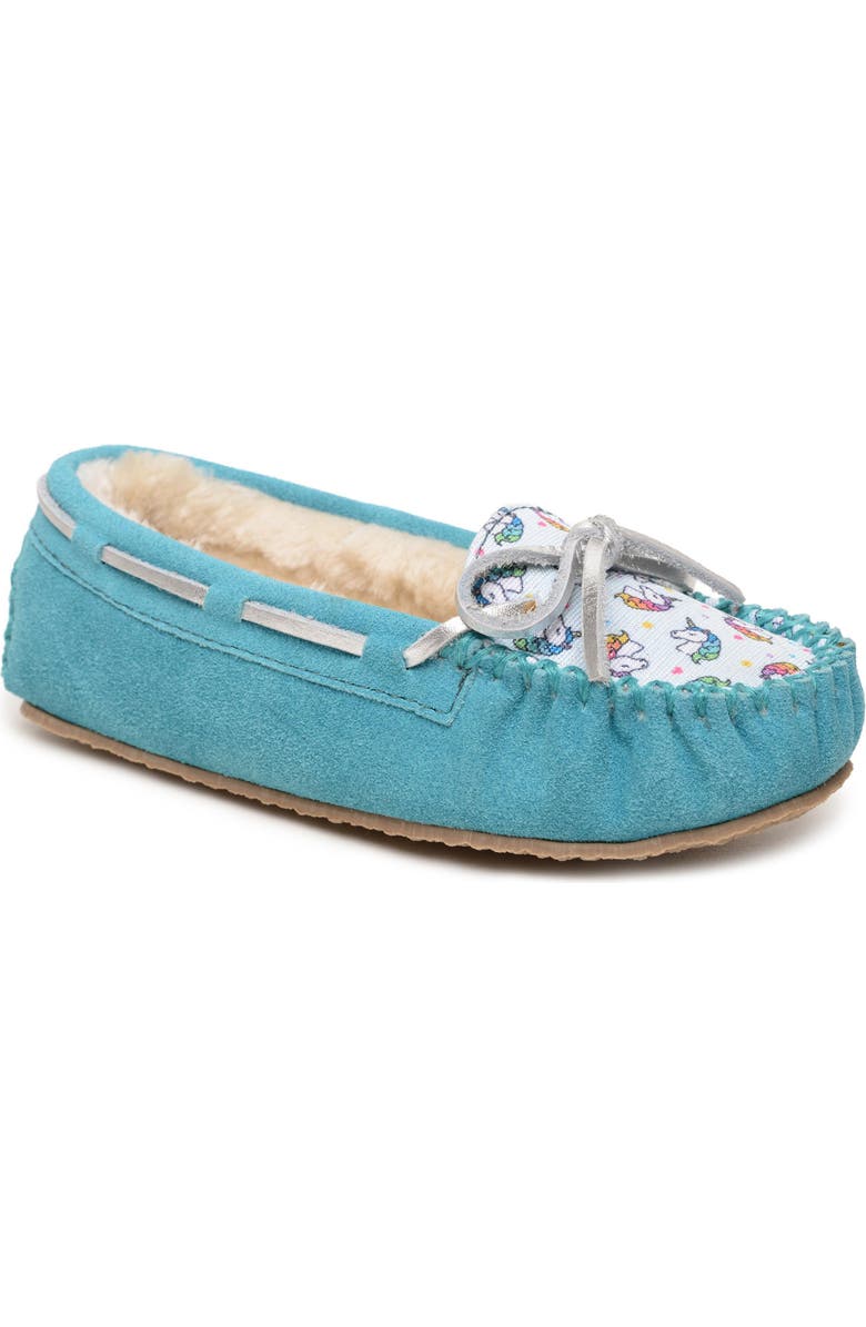 Minnetonka Kids' Cassie Slipper, Main, color, Unicorn Turquoise