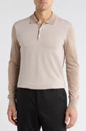 Jack Victor Francois Long Sleeve Cotton & Silk Polo Sweater