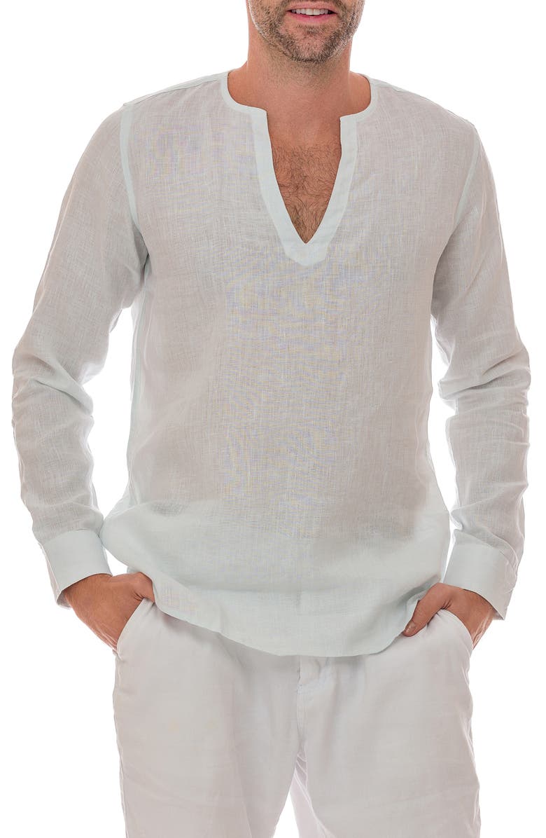 RANEES V-Neck Linen Shirt, Main, color,