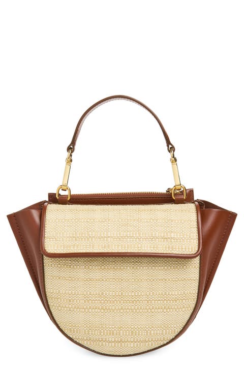 Mini Hortensia Two-Tone Leather & Raffia Handbag