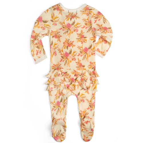 Milkbarn Organic Cotton Ruffle Zipper Footed Romper In Multi