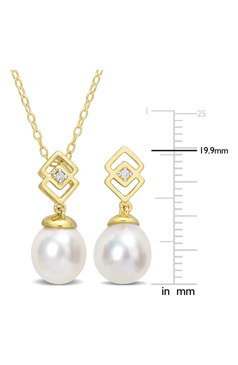 DELMAR Cultured Freshwater Pearl & White Topaz Necklace & Stud Earrings Set, Alternate, color, White