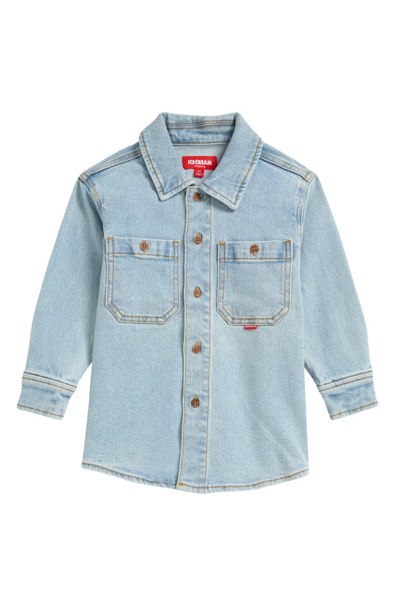 ICECREAM Kids' Waterfall Denim Graphic Shirt Jacket, Main, color, 