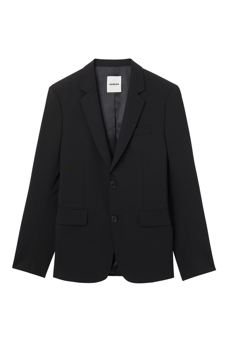 Virgin wool suit jacket, Main, color, BLACK