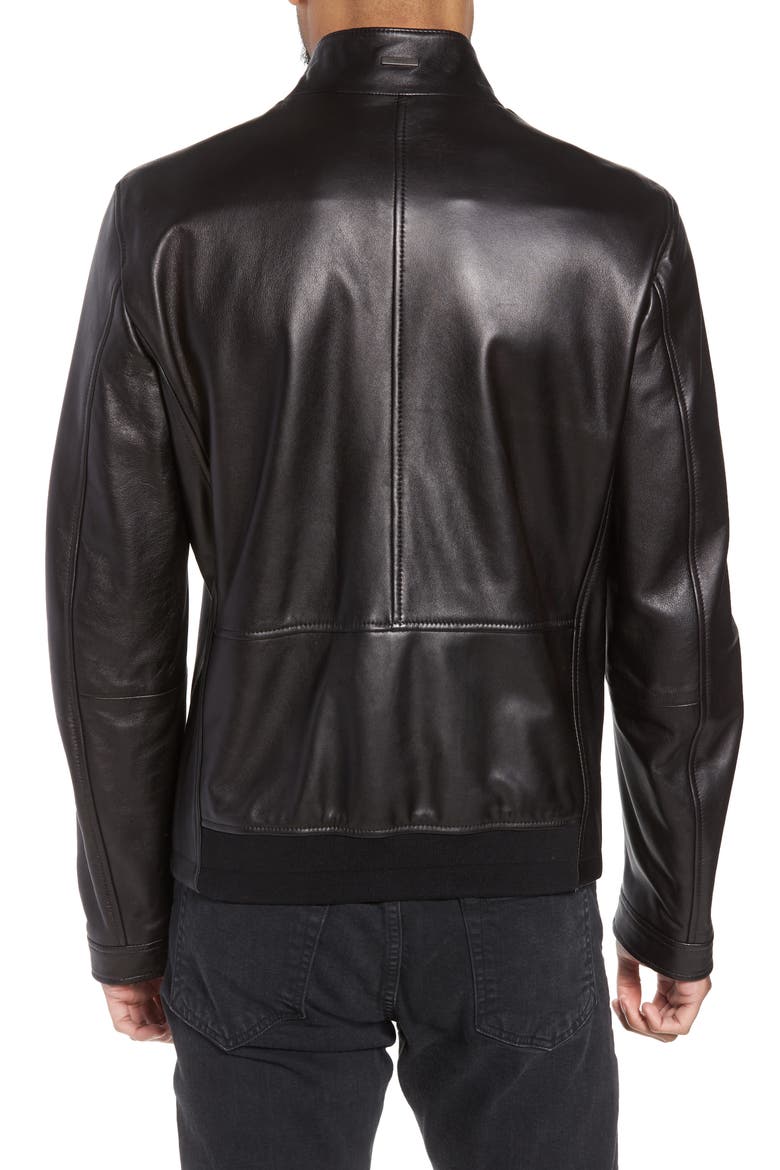 Nerous Leather jacket, Alternate, color, BLACK