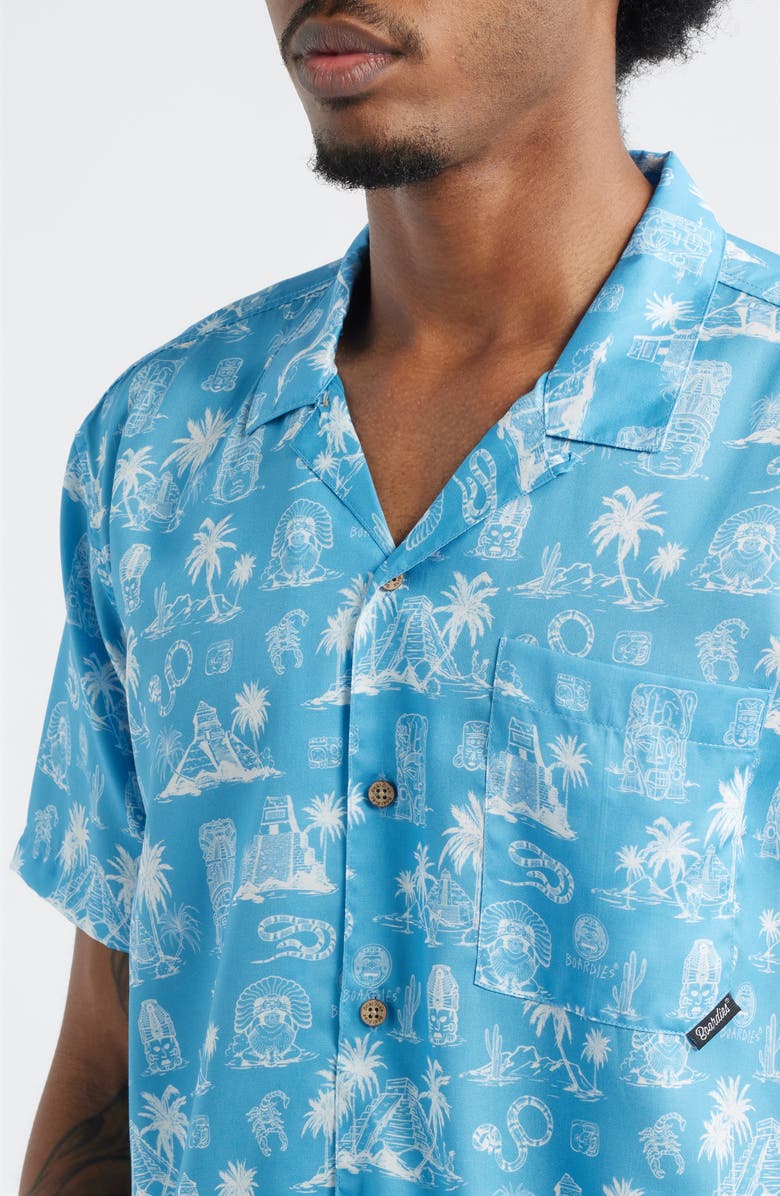 Boardies Print Short Sleeve Button-Up Camp Shirt, Alternate, color, Blue