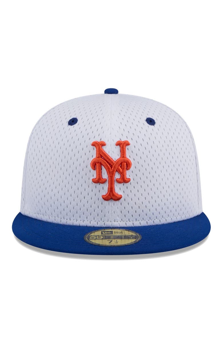 New Era Men's New Era White New York Mets Throwback Mesh 59FIFTY Fitted Hat, Alternate, color, 