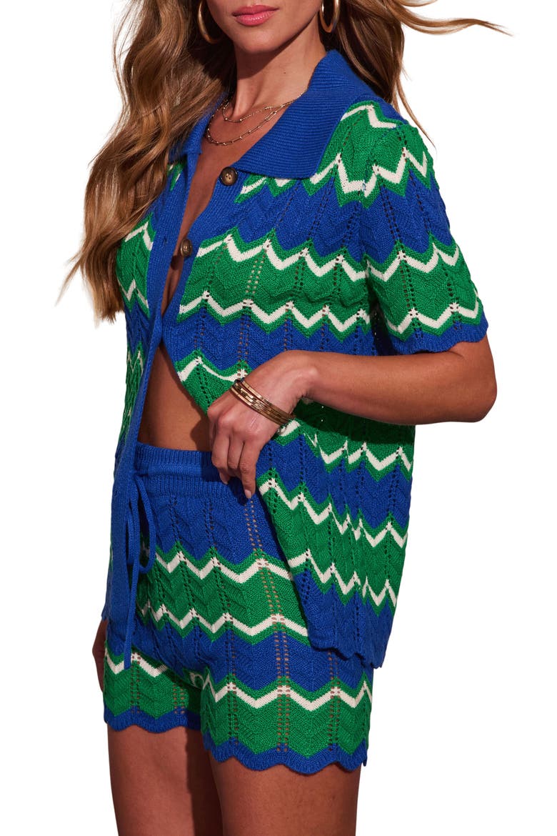 Harbor Glow Open Stitch Cardigan, Alternate, color, BLUE/ GREEN