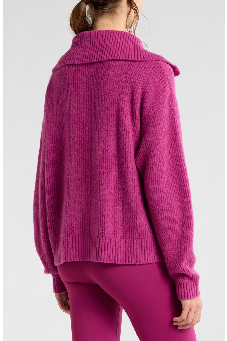 Cozy Quarter Zip Rib Pullover Sweater, Alternate, color, PURPLE BOYSEN