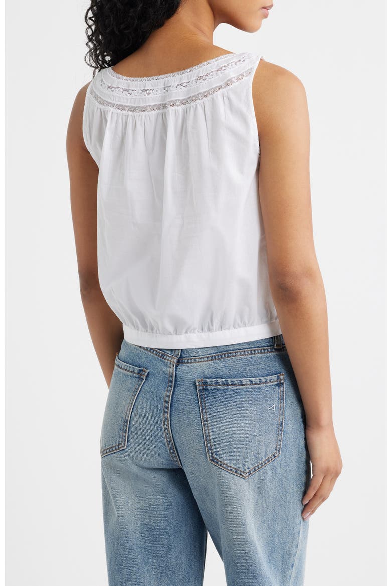 Lace Inset Pintuck Sleeveless Top, Alternate, color, WHITE