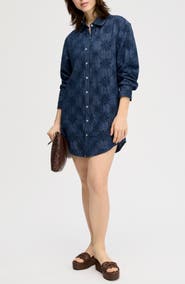 Sam Edelman Eyelet Embroidery Long Sleeve Shirtdress