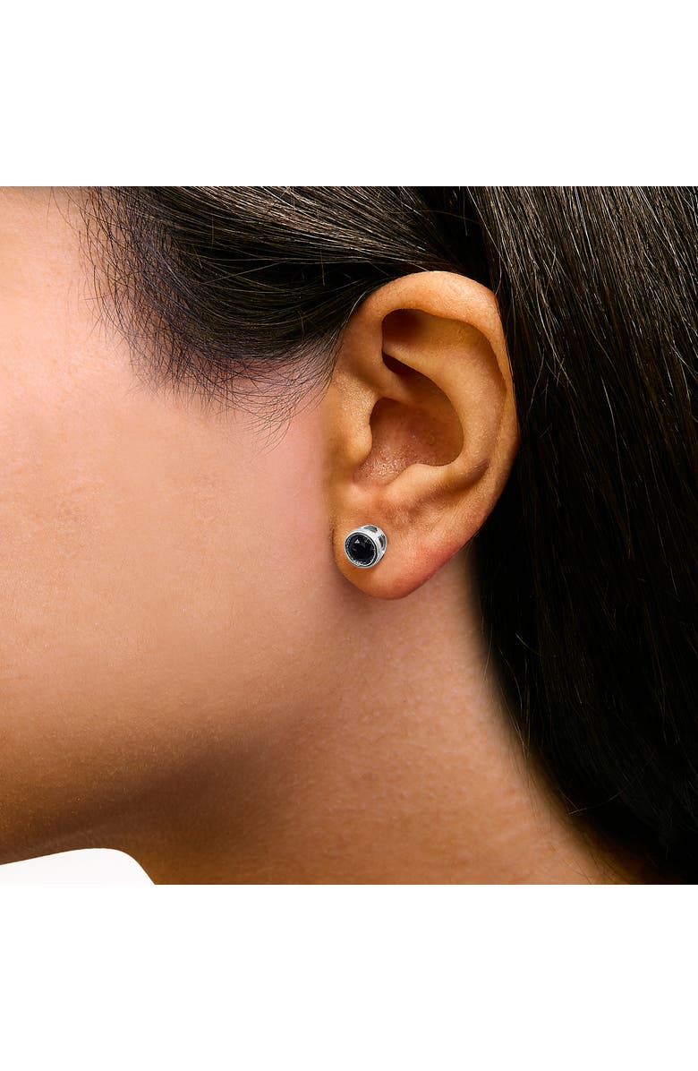 Haus of Brilliance Silver 1 1/4 Ct Black Diamond Bezel- Stud Earrings with Screw Backs, Alternate, color, White