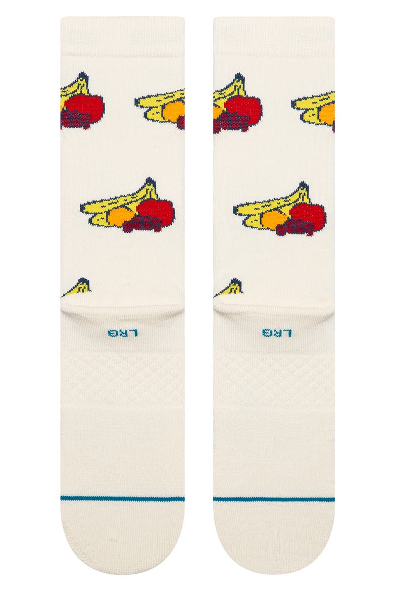Fruits Combed Cotton Blend Crew Socks, Alternate, color, CANVAS