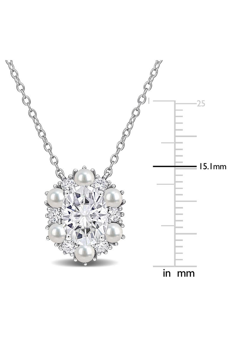 Sterling Silver Cultured Freshwater Pearl & Cubic Zirconia Pendant Necklace, Alternate, color, WHITE GOLD