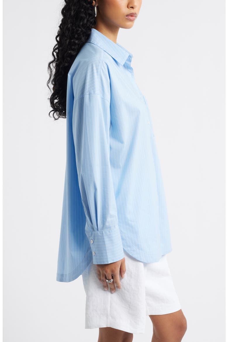 Oversize Poplin Button-Up Shirt, Alternate, color, BLUE- IVORY SLICE PIN