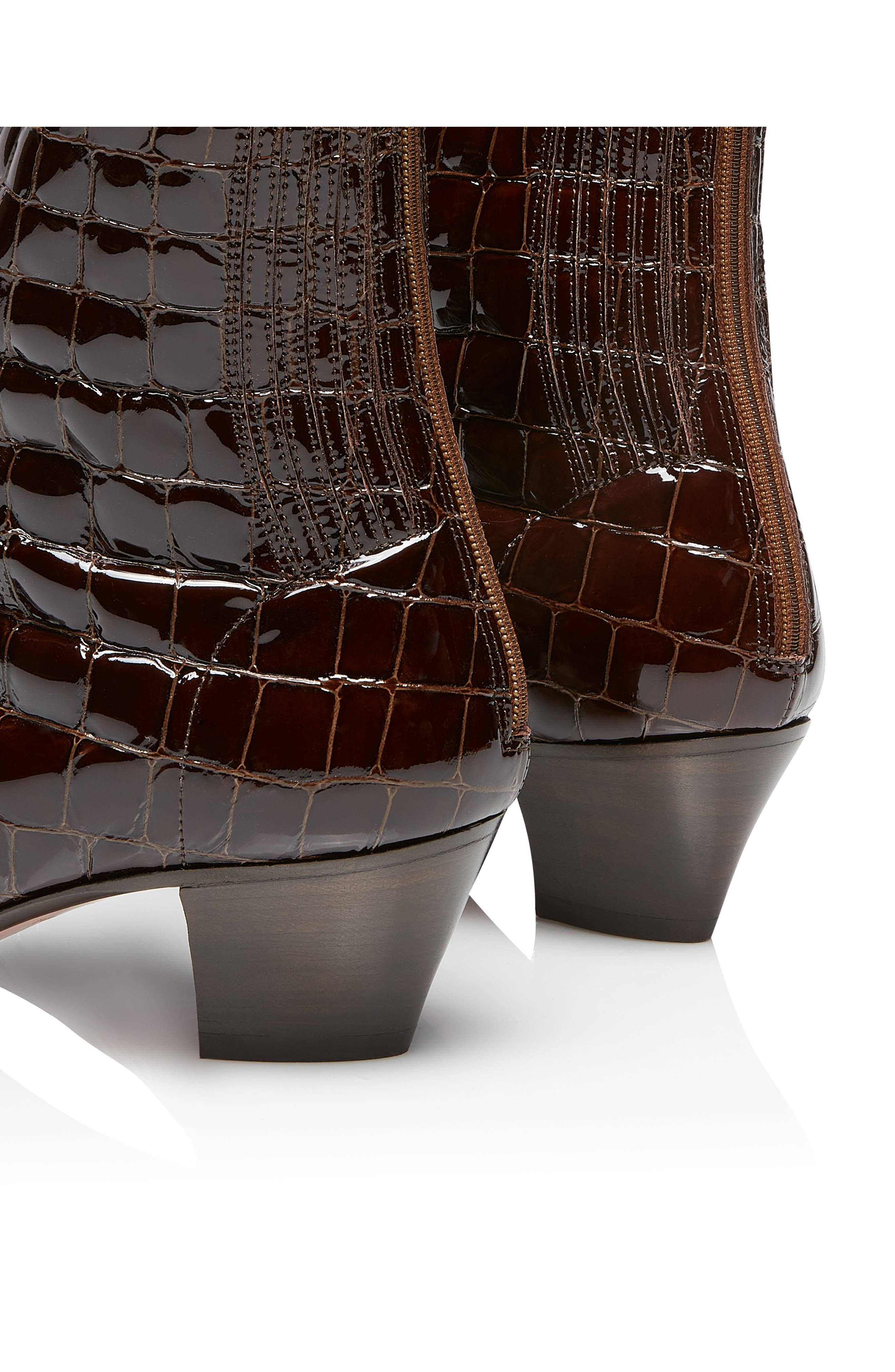 Aquazzura Tres St. Honore Croc Embossed Genuine Kangaroo Leather Bootie, Alternate, color, 