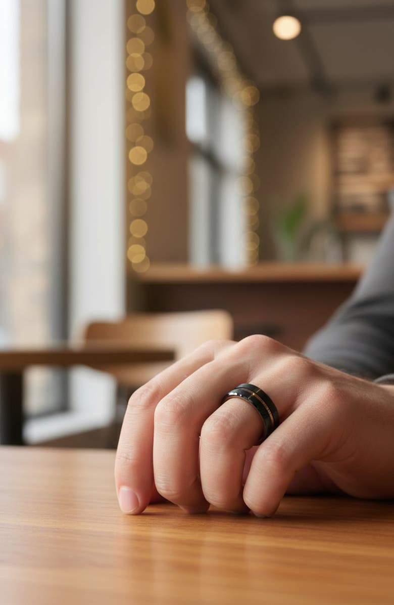 Larson Jewelers Nevan Flat Brushed Tungsten Wedding Band, Alternate, color, Black / Espresso