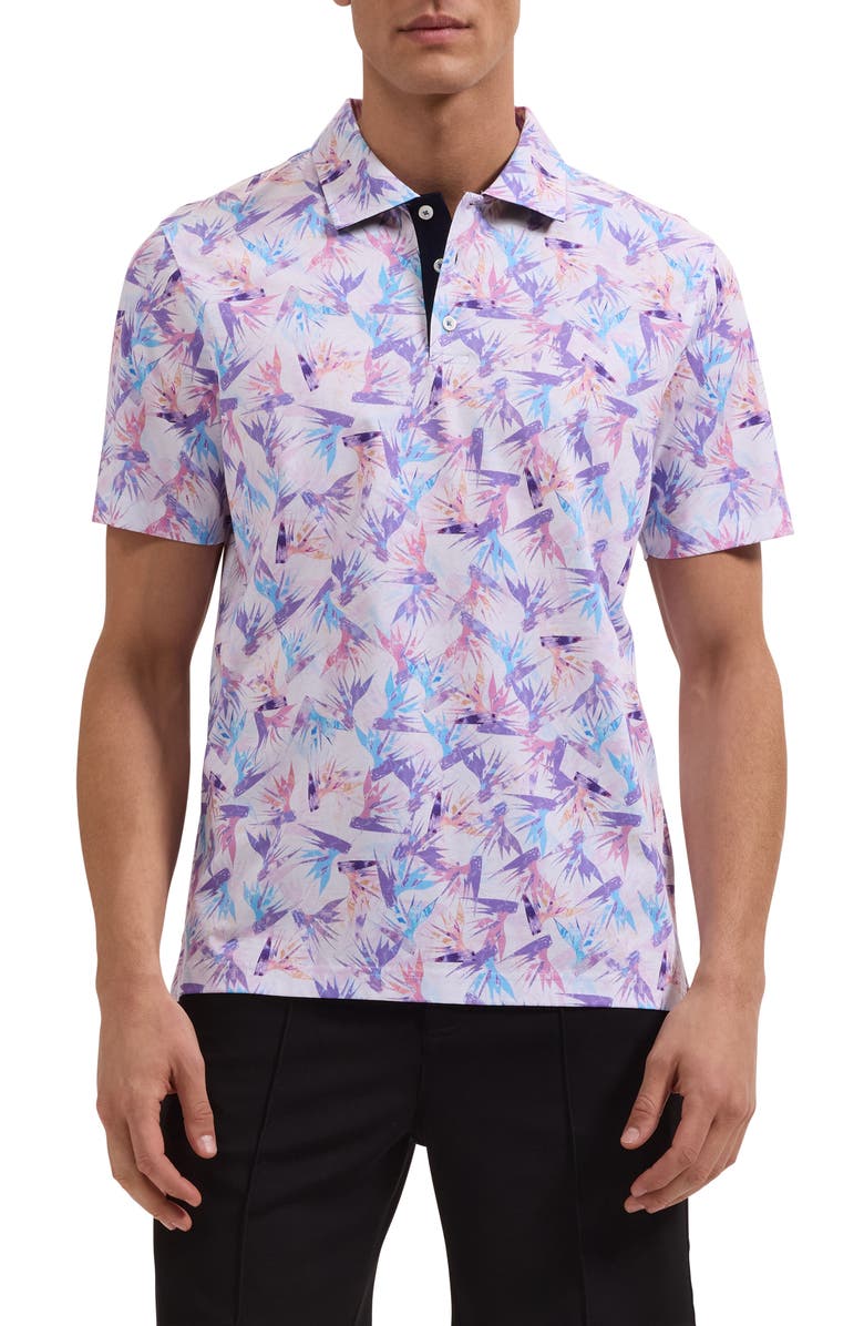 Bugatchi Hendrix Floral Pima Cotton Polo, Main, color, Pink